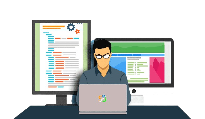 png transparent man using laptop illustration web development web developer web design web development text computer presentation removebg preview